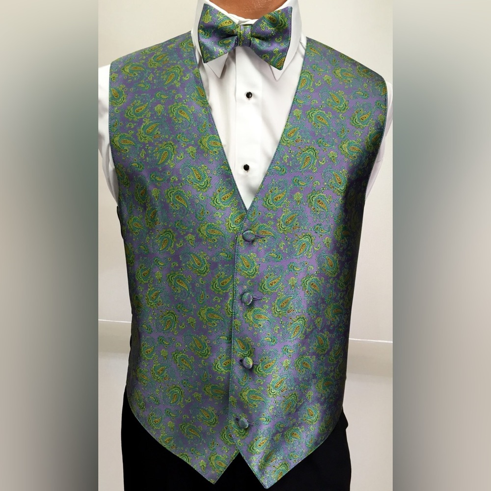 Mark of Distinction Mardi Gras Storm Vest and Bow Tie